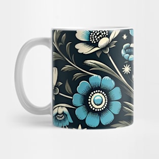 Sky Blue Floral Illustration Mug